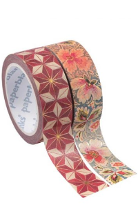 WASHI TAPE 2 ROLLOS HISHI Y FILIGRE FLORAL IVARY