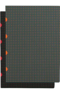 PAPERBLANKS CUADERNO CIRCULO NEGRO EN ROJO GRIS EN NARANJA A4 LINEAS